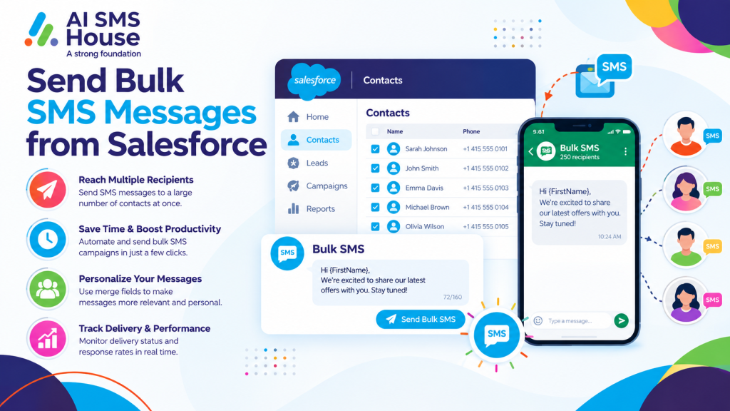 send bulk sms message from salesforcee