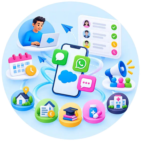 Send Text from Salesforce  Including Sending Bulk Text Messaging illustration